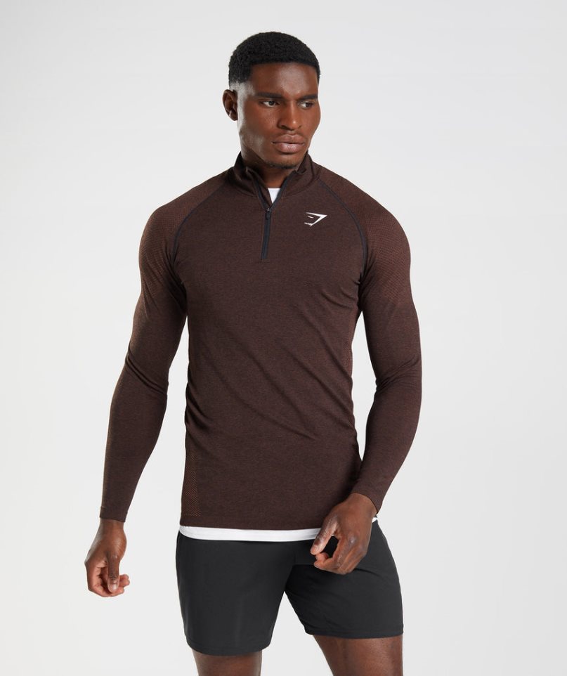 Bluzy Gymshark Vital Light 1/4 Zip Męskie Ciemny Brązowe | PL 486ECX